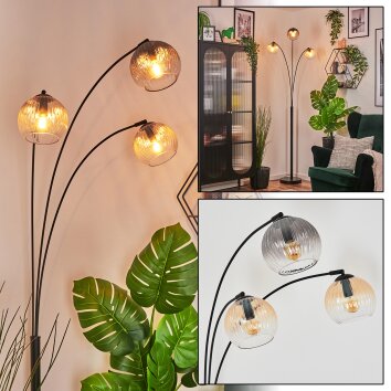 Koyoto Boule lumineuse, Lampadaire Ambre, Clair, Fumé, 3 lumières