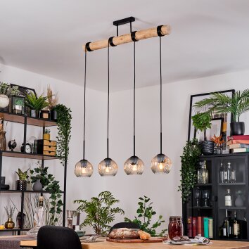 Koyoto Suspension, Boule lumineuse, Suspension Écru, Noir, 4 lumières