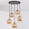 Koyoto Suspension, Boule lumineuse, Suspension Or, Noir, 5 lumières