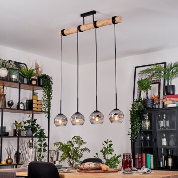 Ripoll Suspension, Boule lumineuse, Suspension Écru, Noir, 4 lumières