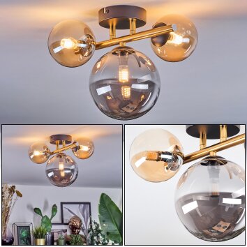 Chehalis Plafonnier, Boule lumineuse Or, Noir, 3 lumières