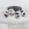 Koyoto Plafonnier, Boule lumineuse Chrome, Clair, Fumé, 4 lumières