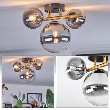 Chehalis Plafonnier, Boule lumineuse Or, Noir, 3 lumières