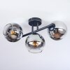 Koyoto Plafonnier, Boule lumineuse Chrome, Clair, Fumé, 3 lumières