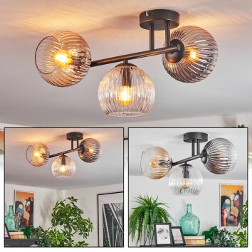 Koyoto Plafonnier, Boule lumineuse Ambre, Clair, Fumé, 3 lumières