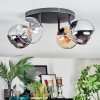 Koyoto Plafonnier, Boule lumineuse Ambre, Chrome, Clair, Fumé, 4 lumières
