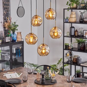 Ripoll Suspension, Boule lumineuse, Suspension Or, Noir, 5 lumières