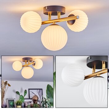 Chehalis Plafonnier, Boule lumineuse Or, Noir, 3 lumières