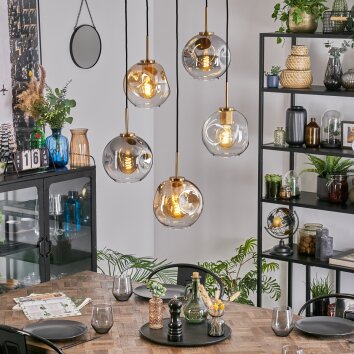 Ripoll Suspension, Boule lumineuse, Suspension Or, Noir, 5 lumières