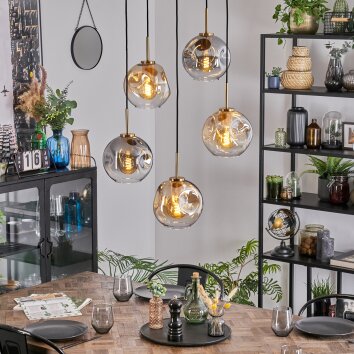 Ripoll Suspension, Boule lumineuse, Suspension Or, Noir, 5 lumières