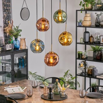 Ripoll Suspension, Boule lumineuse, Suspension Or, Noir, 5 lumières