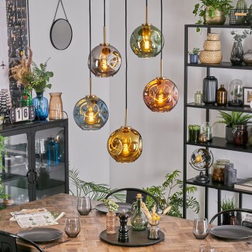 Ripoll Suspension, Boule lumineuse, Suspension Or, Noir, 5 lumières