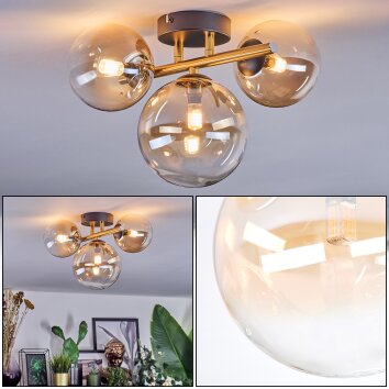 Chehalis Plafonnier, Boule lumineuse Or, Noir, 3 lumières