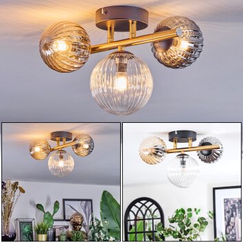 Chehalis Plafonnier, Boule lumineuse Or, Noir, 3 lumières