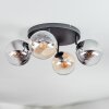 Gastor Plafonnier, Boule lumineuse Ambre, Clair, Fumé, 4 lumières