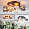 Gastor Plafonnier, Boule lumineuse Ambre, Clair, Fumé, 4 lumières