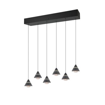 Romeo Suspension Luminaires Trio LED Noir, 6 lumières