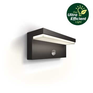 Bustan Lampe murale d´extérieur Luminaires Philips LED Anthracite, 1 lumière, Détecteur de mouvement
