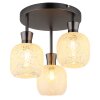Brokana Plafonnier Luminaires Globo Lighting Chrome, Noir, 3 lumières