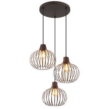 Mateo Suspension Luminaires Globo Lighting Rouille, 3 lumières