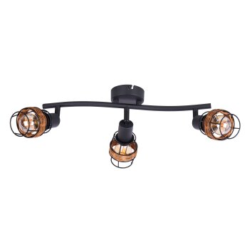 Malik Plafonnier Luminaires Globo Lighting Noir, 3 lumières
