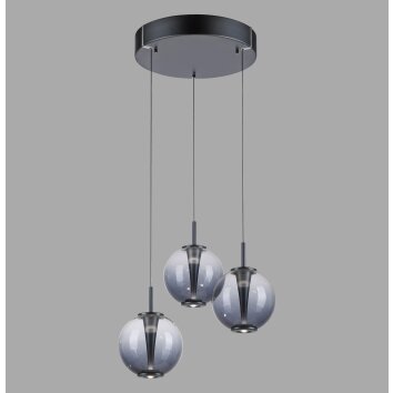 E-Infinity Suspension Luminaires Paul Neuhaus LED Gris, 3 lumières, Télécommandes
