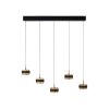 Rings Suspension Luminaires Paul Neuhaus LED Noir, Transparent, 5 lumières, Télécommandes