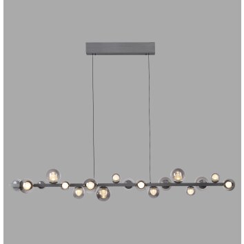 E-Popup Suspension Luminaires Paul Neuhaus LED Argenté, 18 lumières, Télécommandes