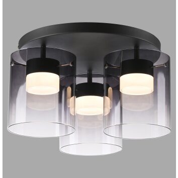 ELIO Plafonnier Luminaires Leuchten Direkt LED Noir, 3 lumières