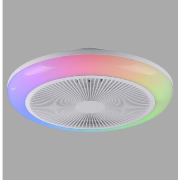 mit Ventilateur de plafond lumineux Luminaires Leuchten Direkt LED Blanc, 1 lumière, Télécommandes