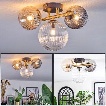 Chehalis Plafonnier, Boule lumineuse Or, Noir, 3 lumières
