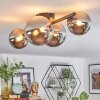 Chehalis Plafonnier, Boule lumineuse Chrome, Fumé, 4 lumières