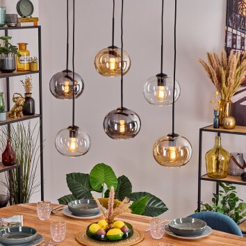 Apedo Suspension, Suspension Ambre, Clair, Fumé, 6 lumières