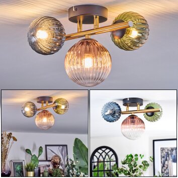 Chehalis Plafonnier, Boule lumineuse Or, Noir, 3 lumières