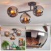 Koyoto Plafonnier, Boule lumineuse Chrome, Fumé, 3 lumières