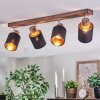 Fallhagen Plafonnier, Spot de plafond Chrome, Bois foncé, 4 lumières