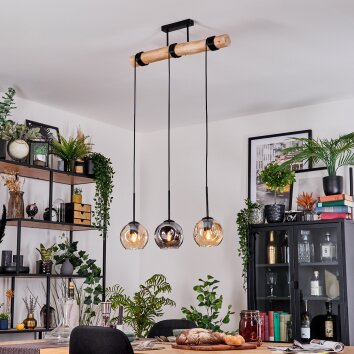 Ripoll Suspension, Boule lumineuse, Suspension Écru, Noir, 3 lumières