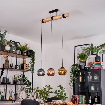 Koyoto Suspension, Boule lumineuse, Suspension Écru, Noir, 3 lumières