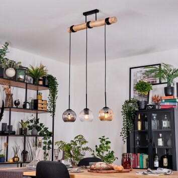 Ripoll Suspension, Boule lumineuse, Suspension Écru, Noir, 3 lumières