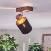 Fallhagen Plafonnier, Spot de plafond Chrome, Bois foncé, 1 lumière