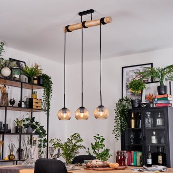 Koyoto Suspension, Boule lumineuse, Suspension Écru, Noir, 3 lumières