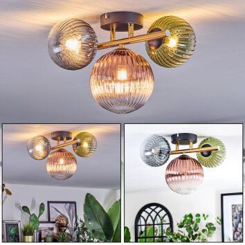 Chehalis Plafonnier, Boule lumineuse Or, Noir, 3 lumières