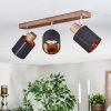 Fallhagen Plafonnier, Spot de plafond Chrome, Bois foncé, 3 lumières