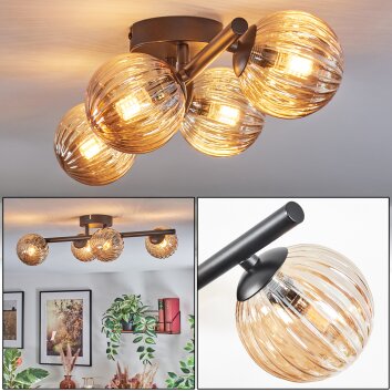 Chehalis Plafonnier, Boule lumineuse Ambre, 4 lumières