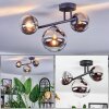 Chehalis Plafonnier, Boule lumineuse Chrome, Clair, Fumé, 3 lumières