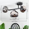Chehalis Plafonnier, Boule lumineuse Chrome, Clair, Fumé, 3 lumières