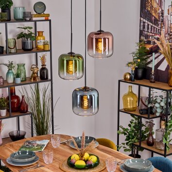 Lauden Suspension, Suspension Bleu, Vert, Clair, Cuivré, 3 lumières