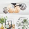 Chehalis Plafonnier, Boule lumineuse Ambre, Fumé, 4 lumières