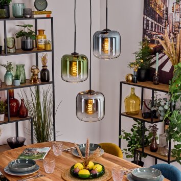 Lauden Suspension, Suspension Bleu, Vert, Clair, Fumé, 3 lumières