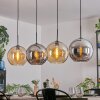 Koyoto Suspension, Boule lumineuse, Suspension Ambre, Chrome, Fumé, 4 lumières